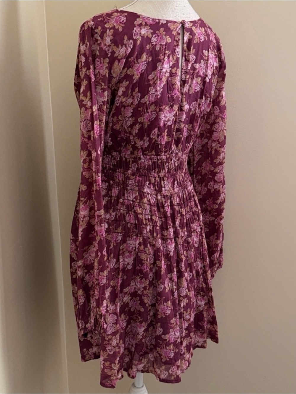 Free People Floral V-Neck Long Sleeve Mini Dress - Picture 7 of 12
